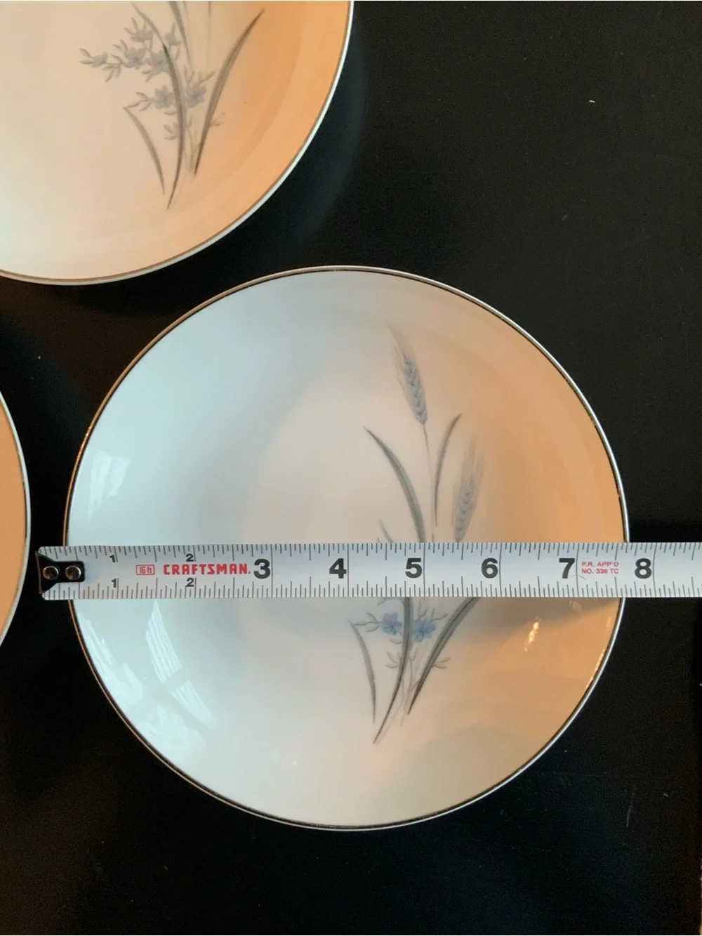 Vtg Castlecourt Fine China 3 Soup Bowl Blue Accent Wheat Harvest Japan